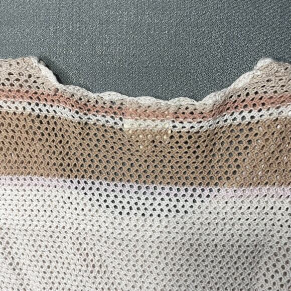 Hippie Rose Cropped Crochet Scallop Bell Sleeve Sweater M Boho Y2K Cottagecore - Picture 11 of 11